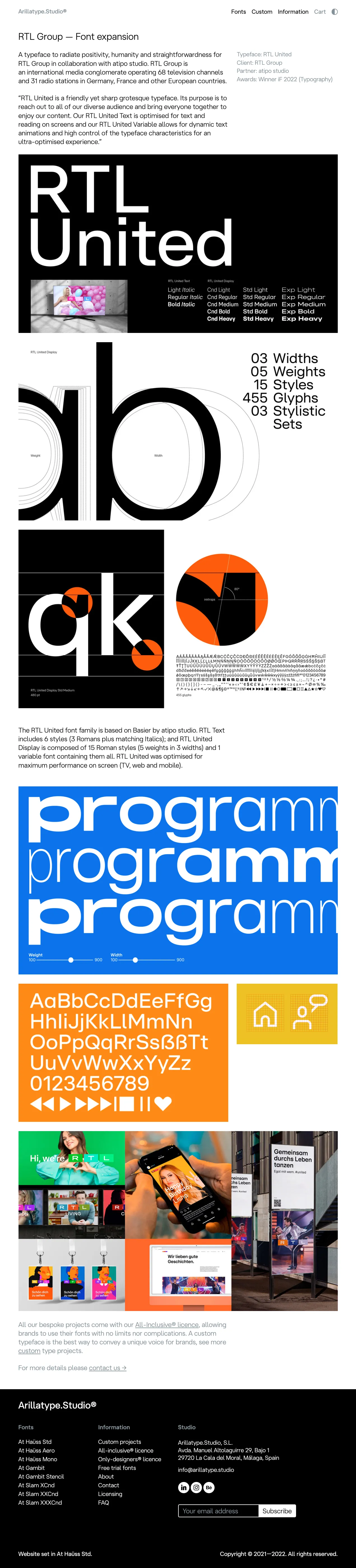 Arillatype® - Custom website for font management and sales.