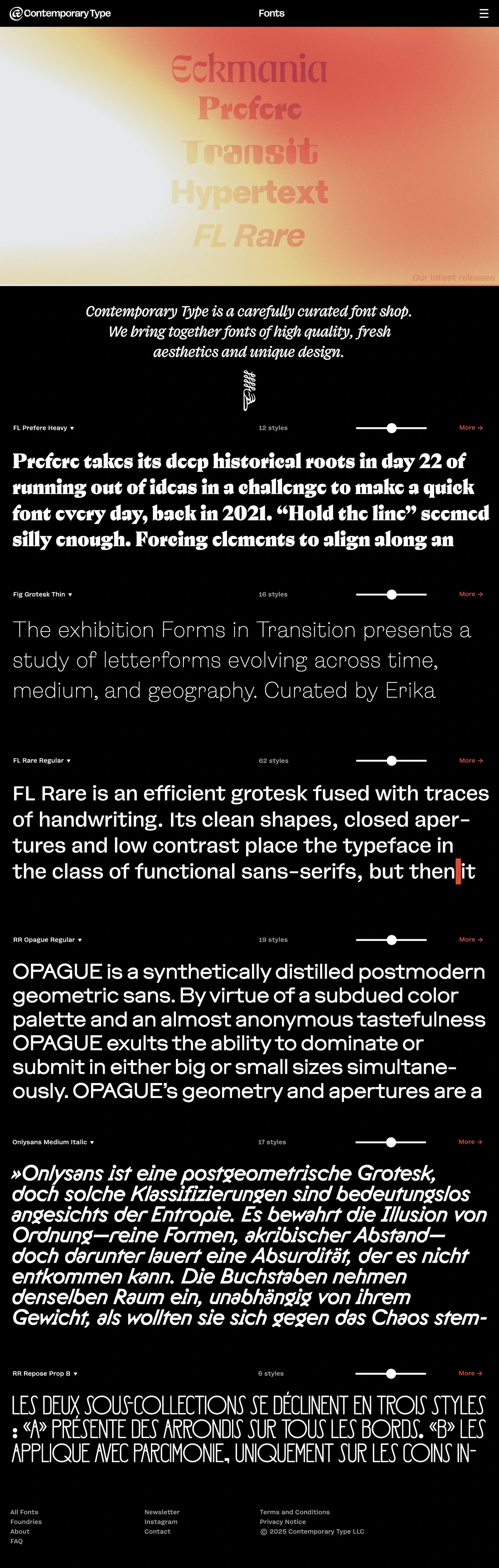 ContemporaryType - Custom website for font management and sales