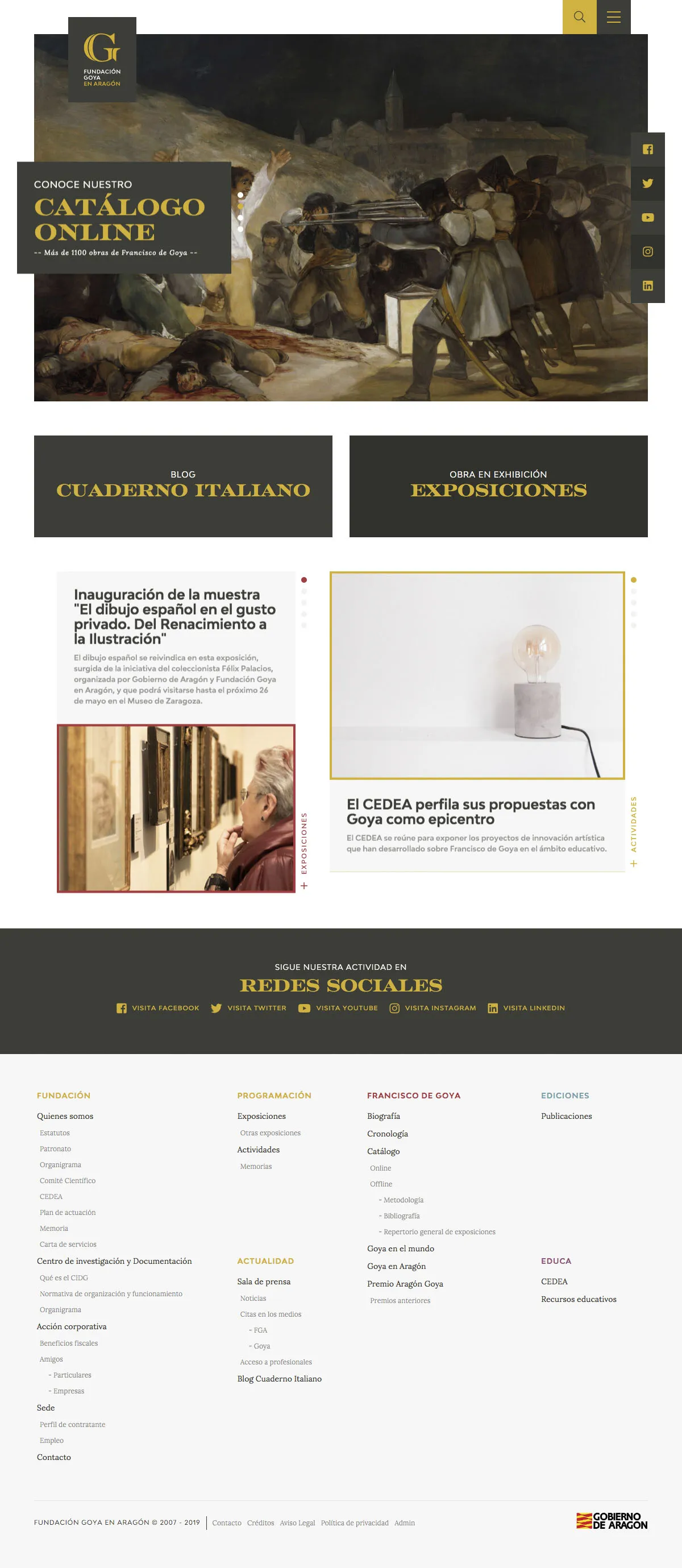 Fundación Goya - Website and backend design for a cultural project.