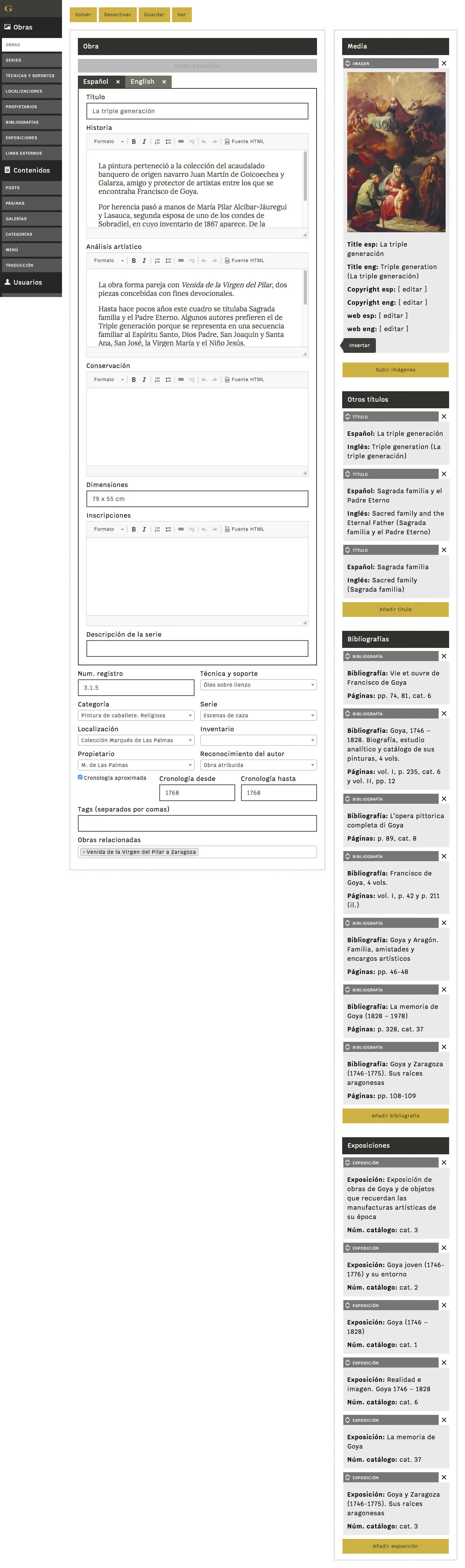 Fundación Goya - Website and backend design for a cultural project.