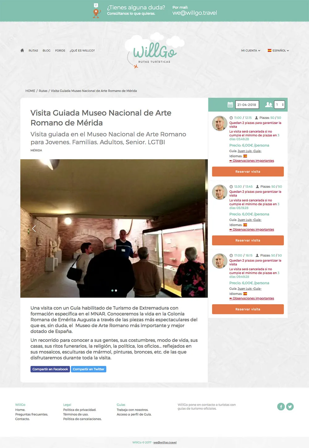 WillGo - Website design, frontend and backend for an online tourism project in Zaragoza.